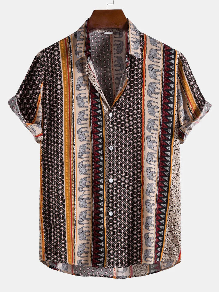 Mannen | Shirt met geometrische olifantenprint