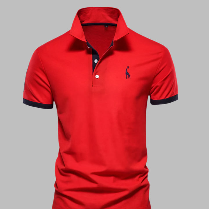 Mannen | Slank poloshirt met kleuraccent aan de boord