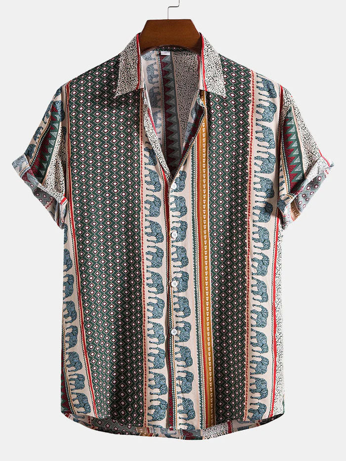 Mannen | Shirt met geometrische olifantenprint
