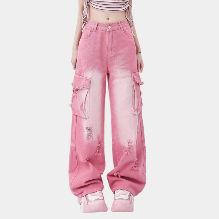 Rina - Trendy Baggy Cargo Jeans voor Dames