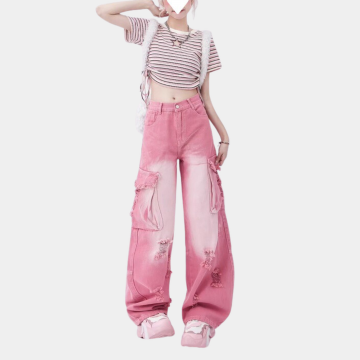 Rina - Trendy Baggy Cargo Jeans voor Dames