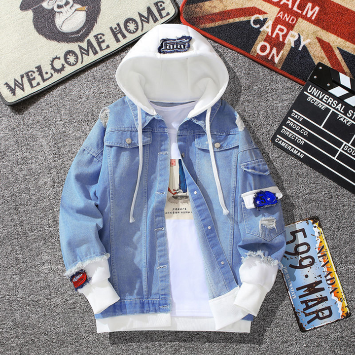 Quentin - Trendy Heren Spijkerjack met Capuchon