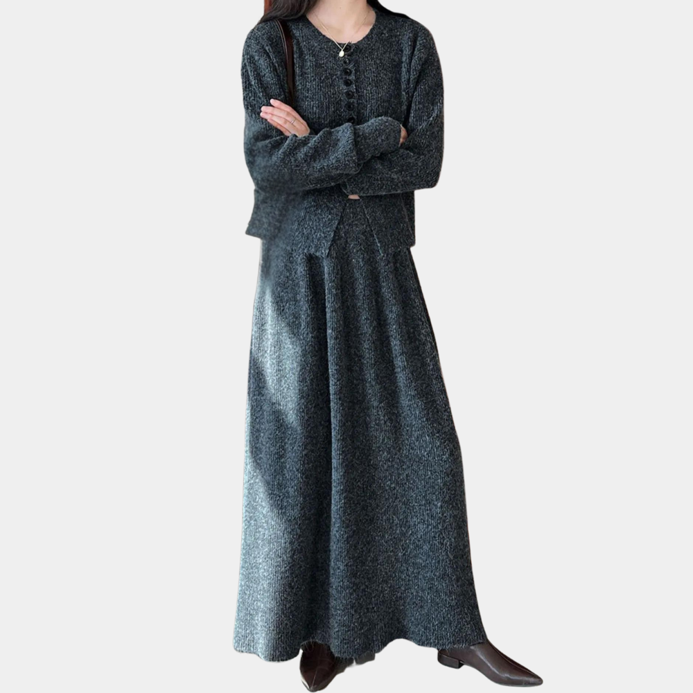 KALEA - Elegant Gebreid Rokje en Topje Set voor Dames