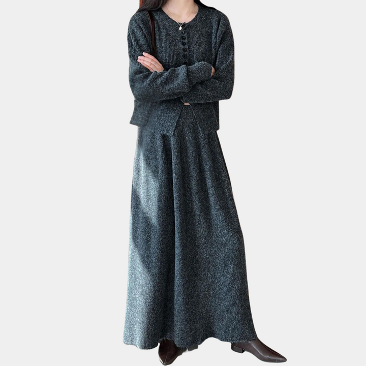 KALEA - Elegant Gebreid Rokje en Topje Set voor Dames