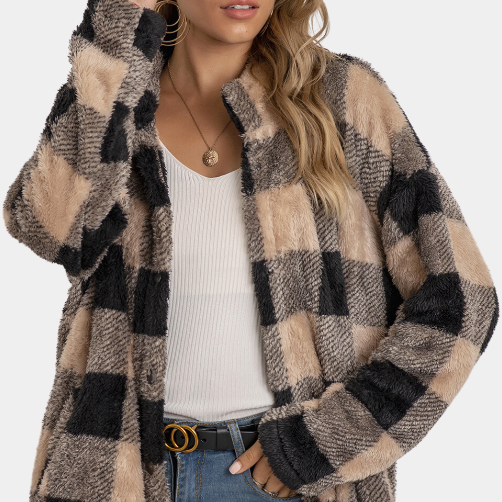 KAHLIA - Trendy Geruite Mantel voor Dames