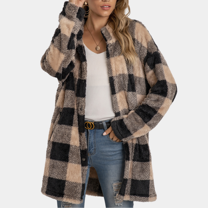 KAHLIA - Trendy Geruite Mantel voor Dames