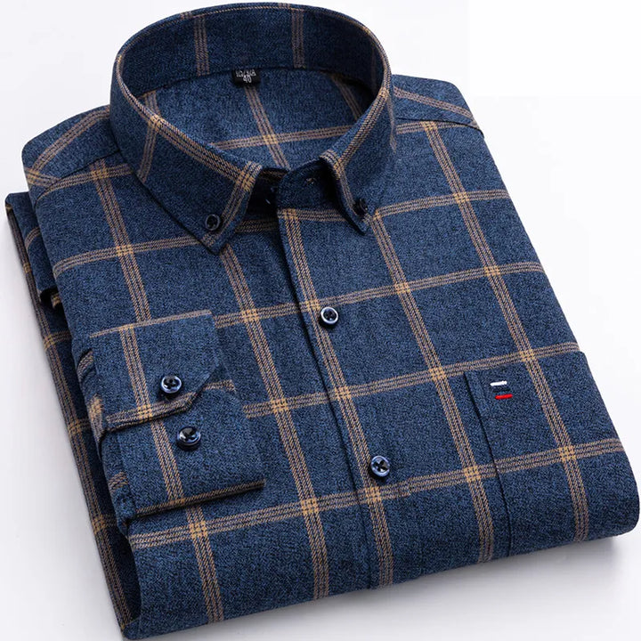 Mannen | Geruit shirt met eenvoudige snit en knoopsluiting