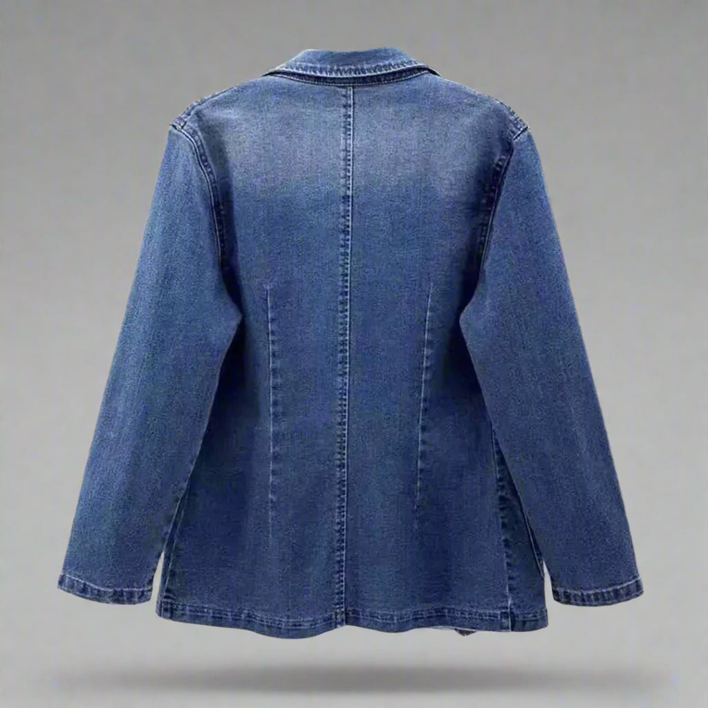 Vrouwen | Jeansblazer met knoopsluiting en rechte pasvorm