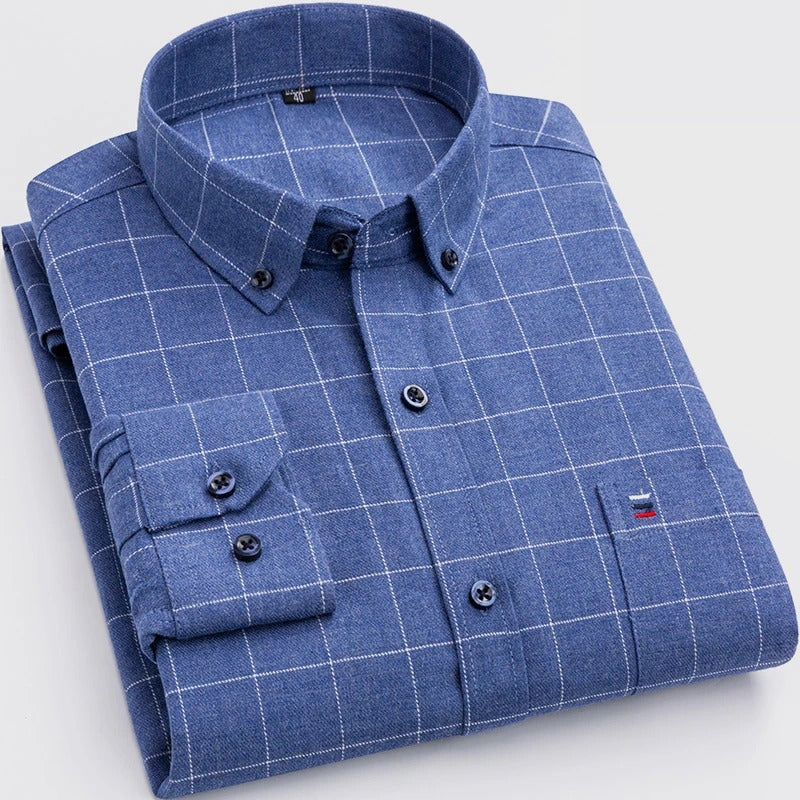Mannen | Geruit shirt met eenvoudige snit en knoopsluiting